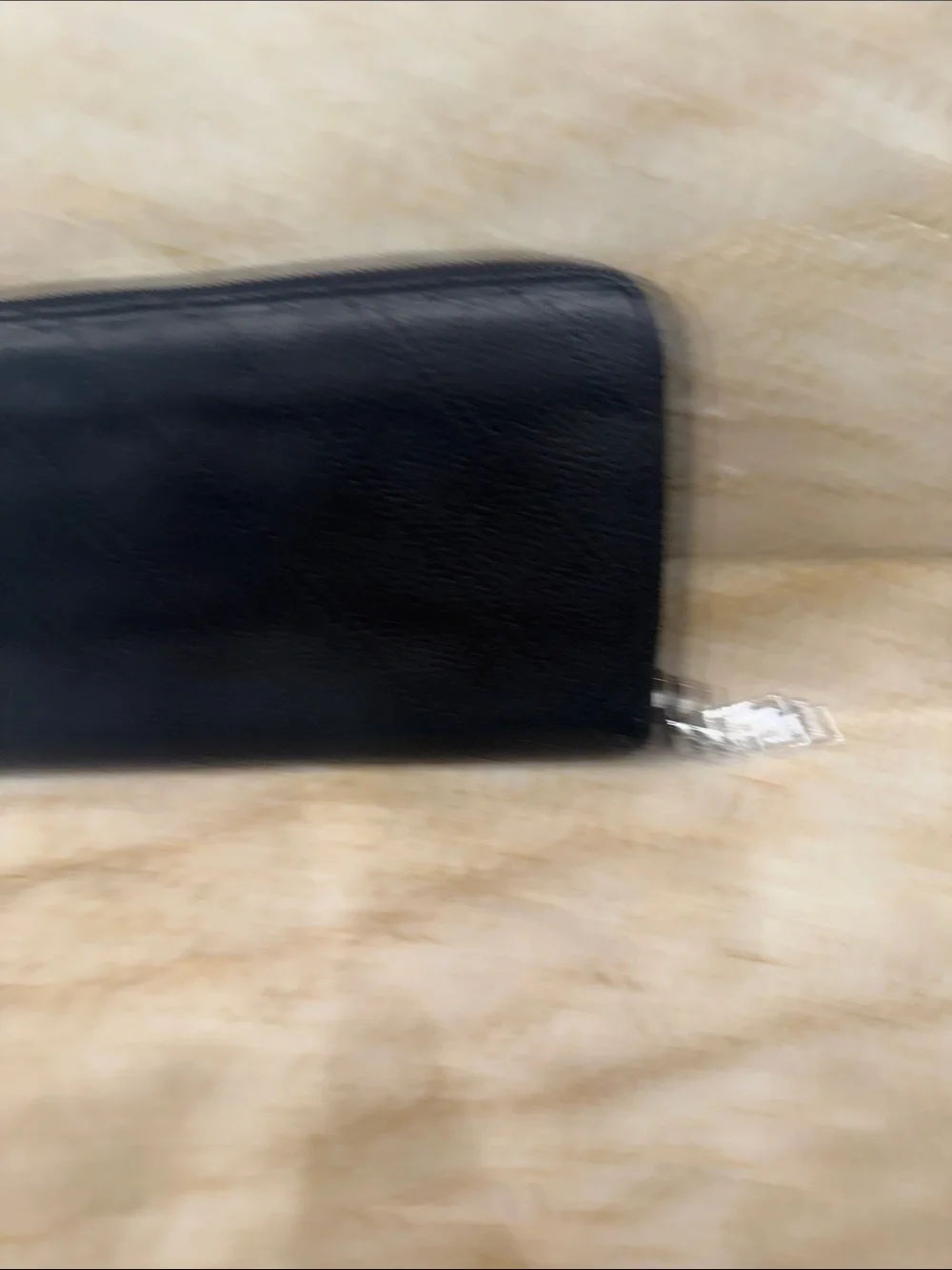 CHANEL Black Quilted Zip Wallet with Silver CC Hardware